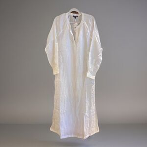 J.Crew Women's Cabana Dress in Linen White Medium Tall Beachy Cover-up Tie Waist